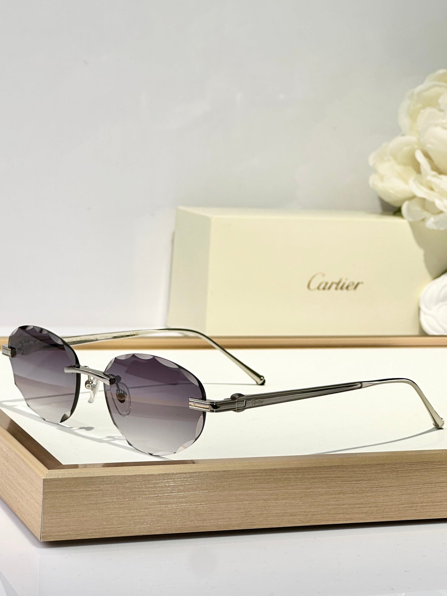 C DE RIMLESS ROUND FRAME SUNGLASSES CT0611S IN METAL